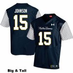 Notre Dame Fighting Irish Men's Jordan Johnson #15 Navy Under Armour Alternate Authentic Stitched Big & Tall College NCAA Football Jersey MFX6299XM
